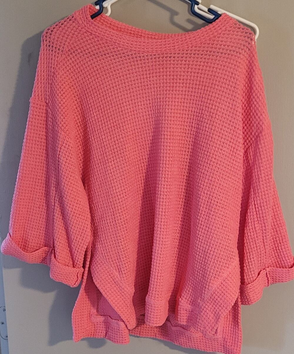Women's long-sleeved cable knit sweater size small pink by UMGEE